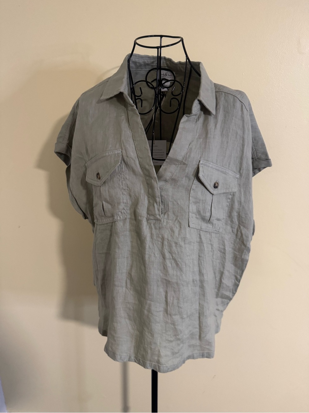 NWT Nicole Miller Linen Sleeveless Top in Light Green Size XL